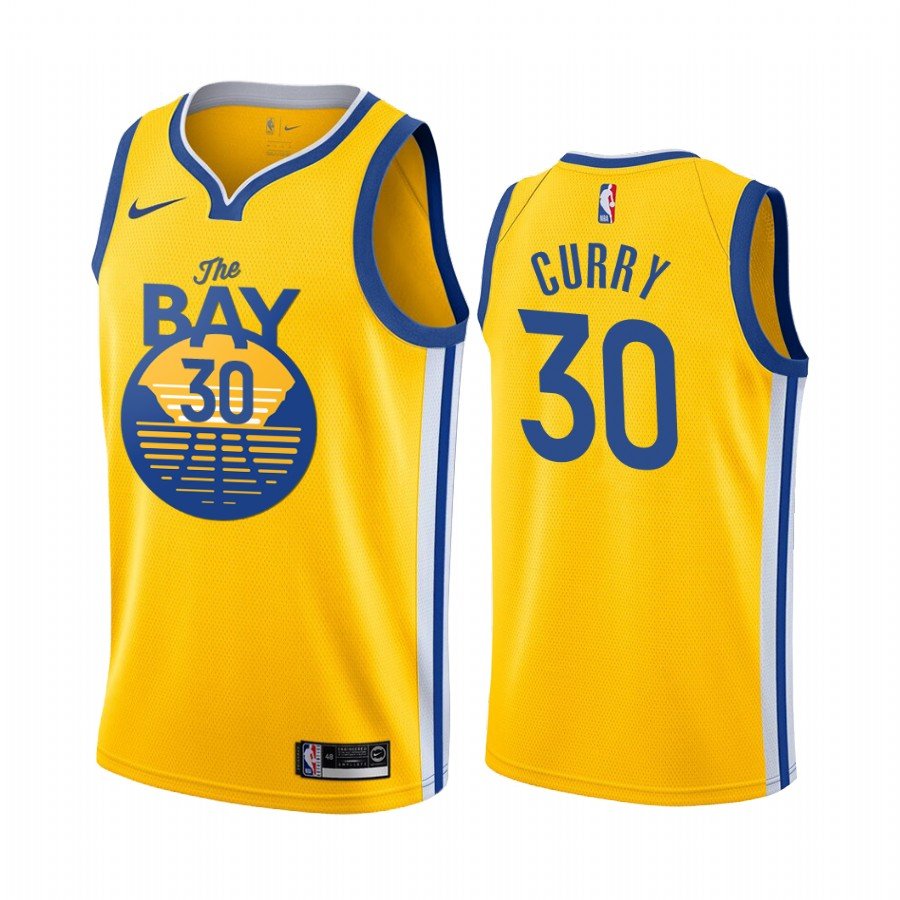 Баскетбольная джерси 2019-20 Warriors #30 Stephen Curry Statement Edition Gold Swingman Jersey