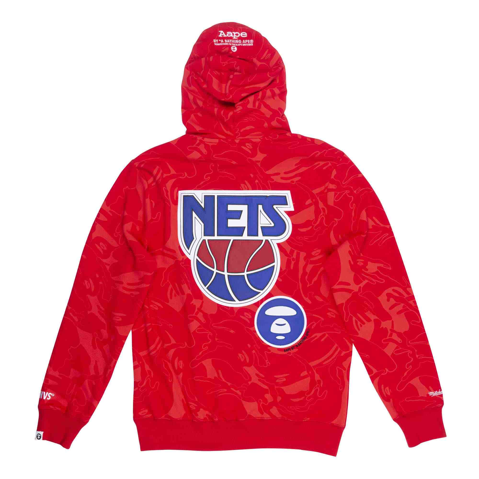 Худи Aape x Mitchell & Ness New Jersey Nets Hoodie Red