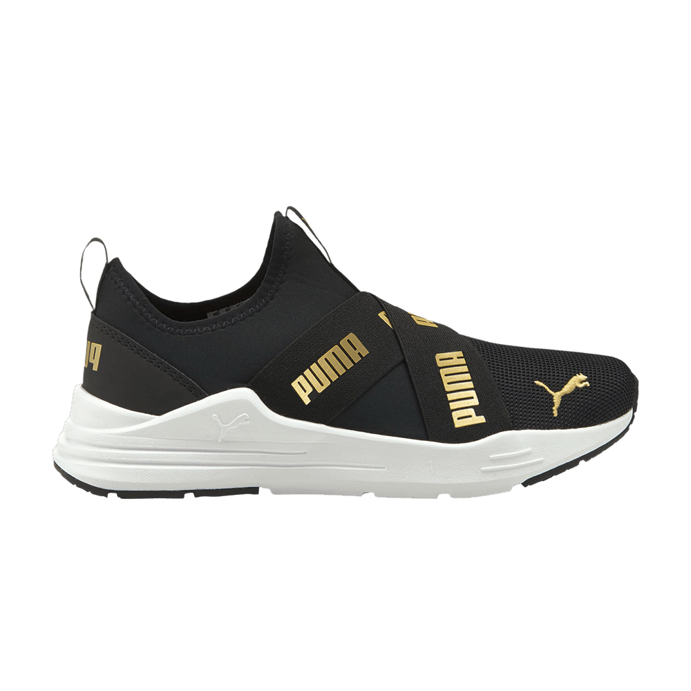 Кроссовки Puma Wired Run Slip-On Big Kid 'Black Team Gold'