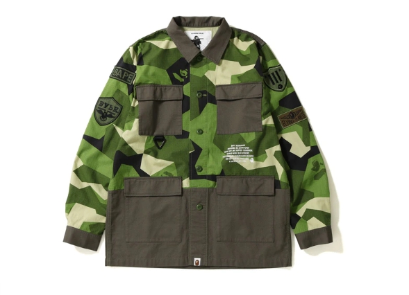 Рубашка BAPE Splinter Camo Military Shirt Olive