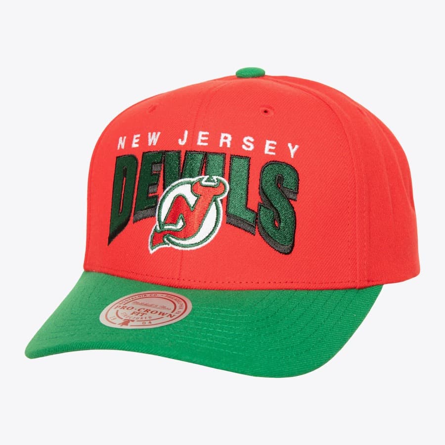 Бейсболка Mitchell & Ness Red New Jersey Devils Boom Text Pro Vintage Snapback Hat
