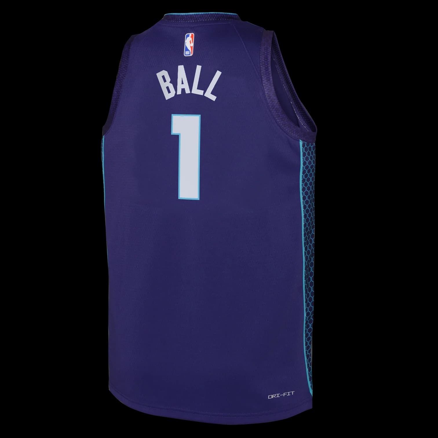 Баскетбольная джерси 2022-23 Charlotte Hornets LaMelo Ball #1 Youth Swingman Statement Edition Purple Jersey