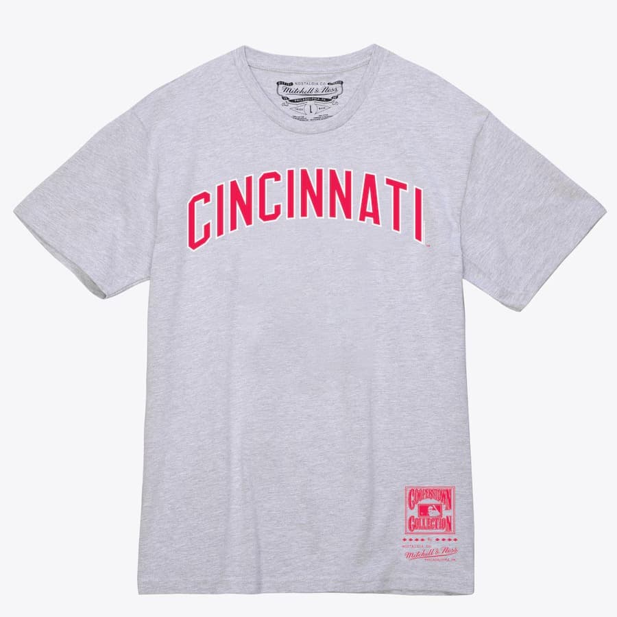 Футболка Mitchell & Ness Gray Cincinnati Reds Wordmark T-Shirt