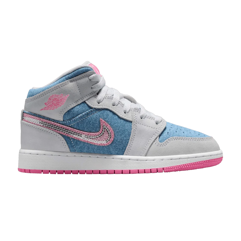 Krossovki-Air-Jordan-1-Mid-GS-Denim-Sequin