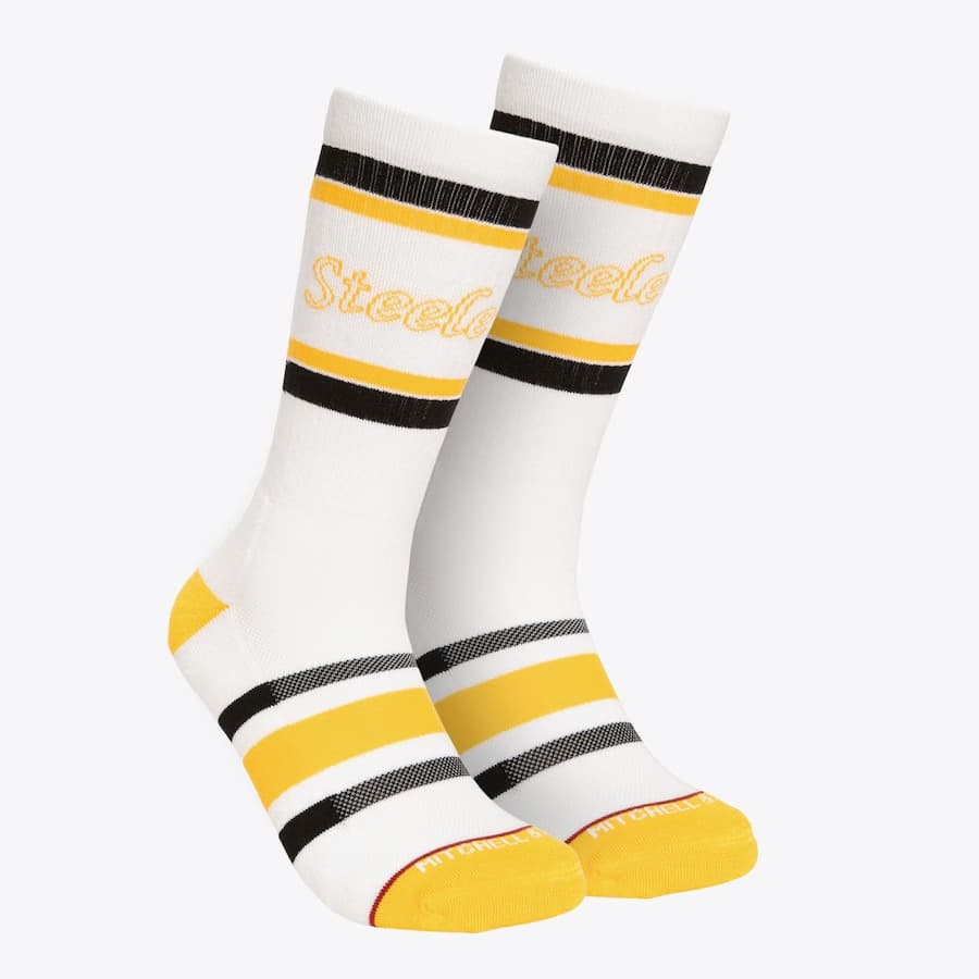 Спортивные носки Mitchell & Ness White Pittsburgh Steelers Team Stripes Crew Socks