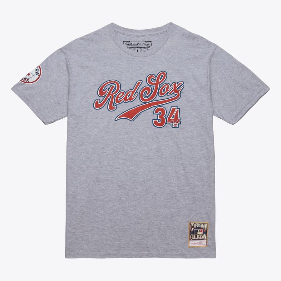 Футболка Mitchell & Ness David Ortiz Gray Boston Red Sox Name & Number T-Shirt