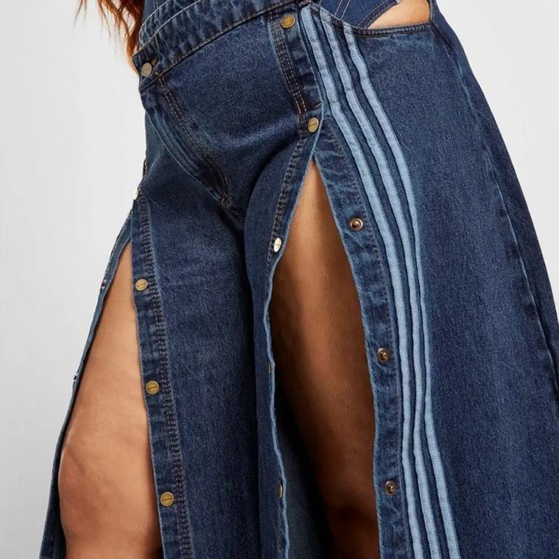 Спортивные брюки adidas Ivy Park Denim Wide-Leg Snap Pants (Plus Size) Dark Denim