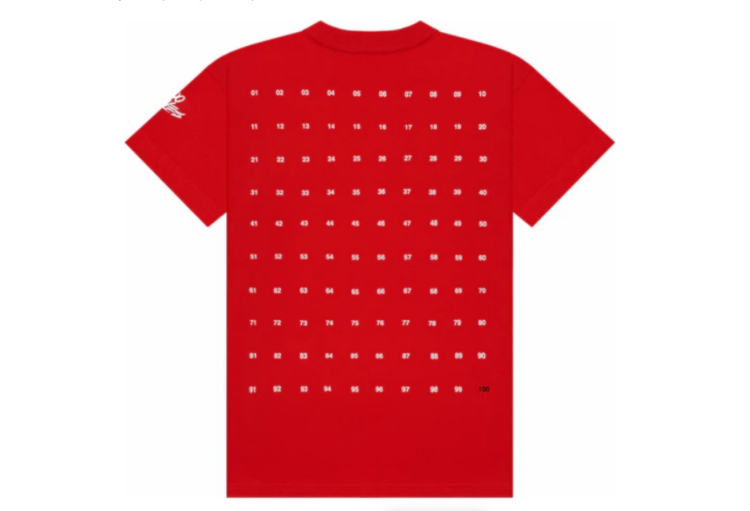 Футболка 100 Thieves Numbers T-shirt Red