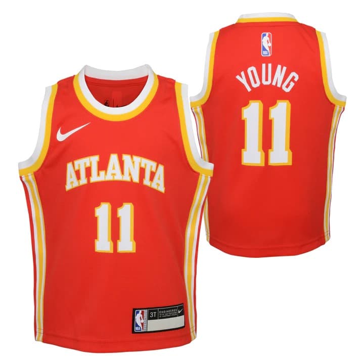 Баскетбольная джерси 2023-24 Atlanta Hawks Trae Young #11 Toddler Swingman Icon Edition Red Jersey