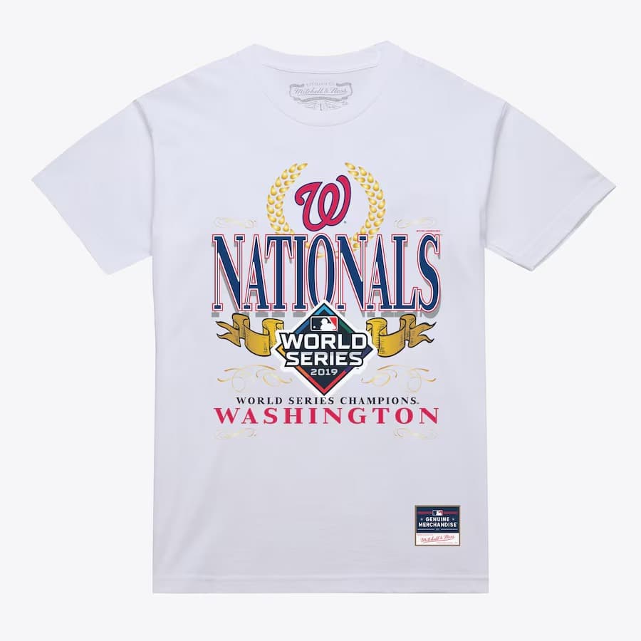 Футболка Mitchell & Ness White Washington Nationals Pennant Chase T-Shirt