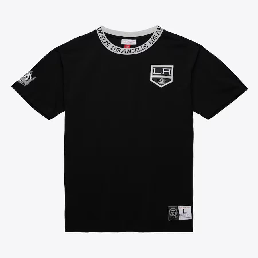 Футболка Mitchell & Ness Black Los Angeles Kings Jacquard Ringer T-Shirt