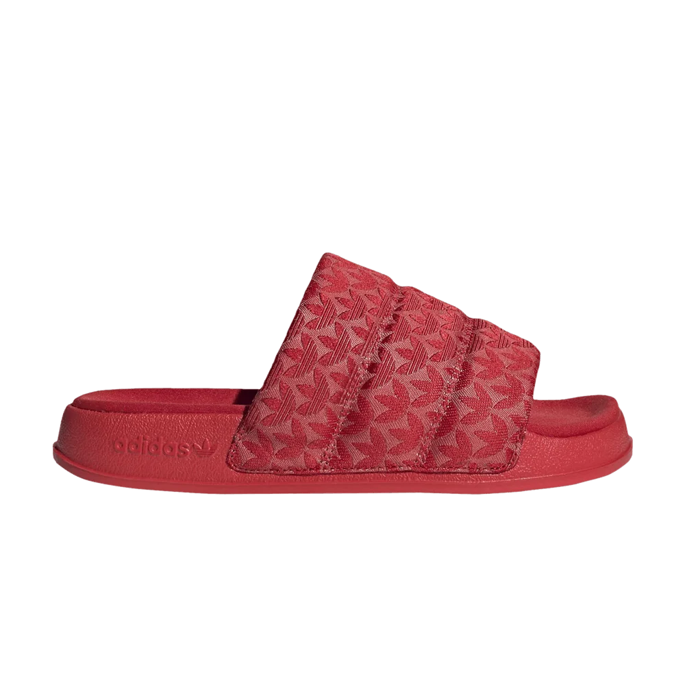 Adidas Wmns Adilette Essential Slides 'Trefoil Monogram - Scarlet'