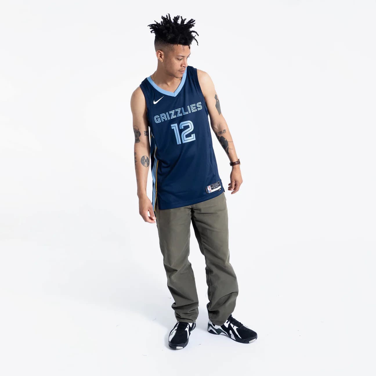 Баскетбольная джерси 2023-24 Memphis Grizzlies Ja Morant #12 Swingman Icon Edition Navy Jersey