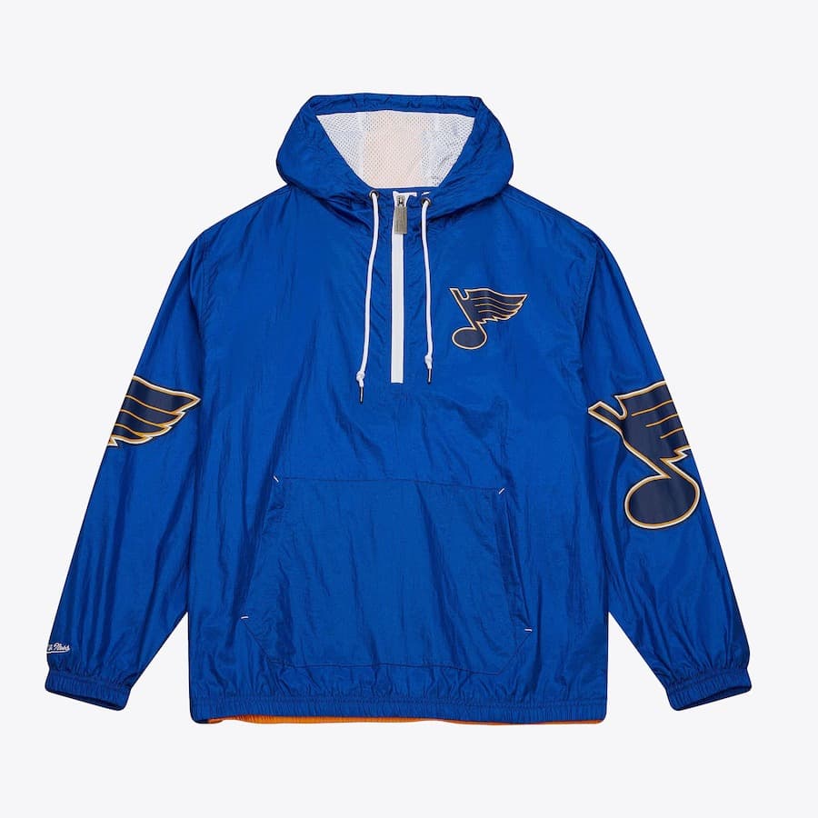 Анорак Mitchell & Ness Blue St. Louis Blues Team 2.0 Anorak Quarter-Zip Windbreaker Jacket