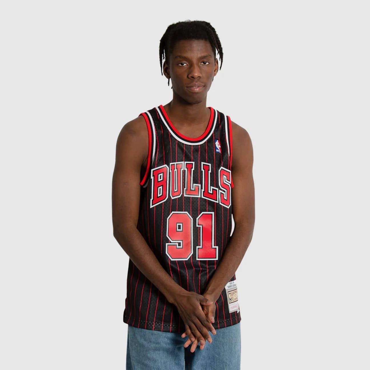 Баскетбольная джерси 1995-1996 Chicago Bulls Dennis Rodman #91 Swingman Hardwood Classic Pinstripe Jersey