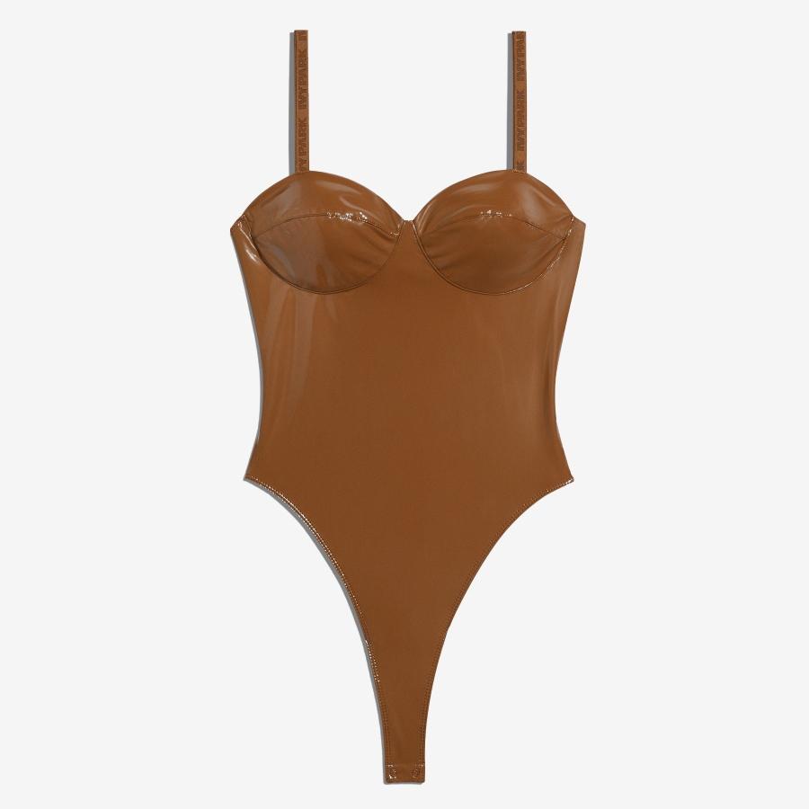 Боди adidas Ivy Park Latex Bodysuit Wild Brown