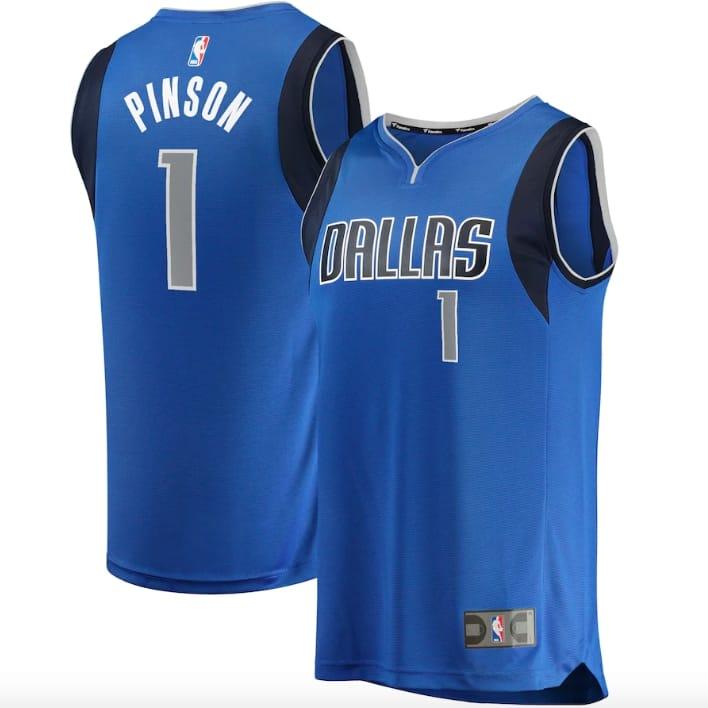 Баскетбольная джерси 2021-22 Dallas Mavericks #1 Theo Pinson Fast Break Icon Blue Jersey
