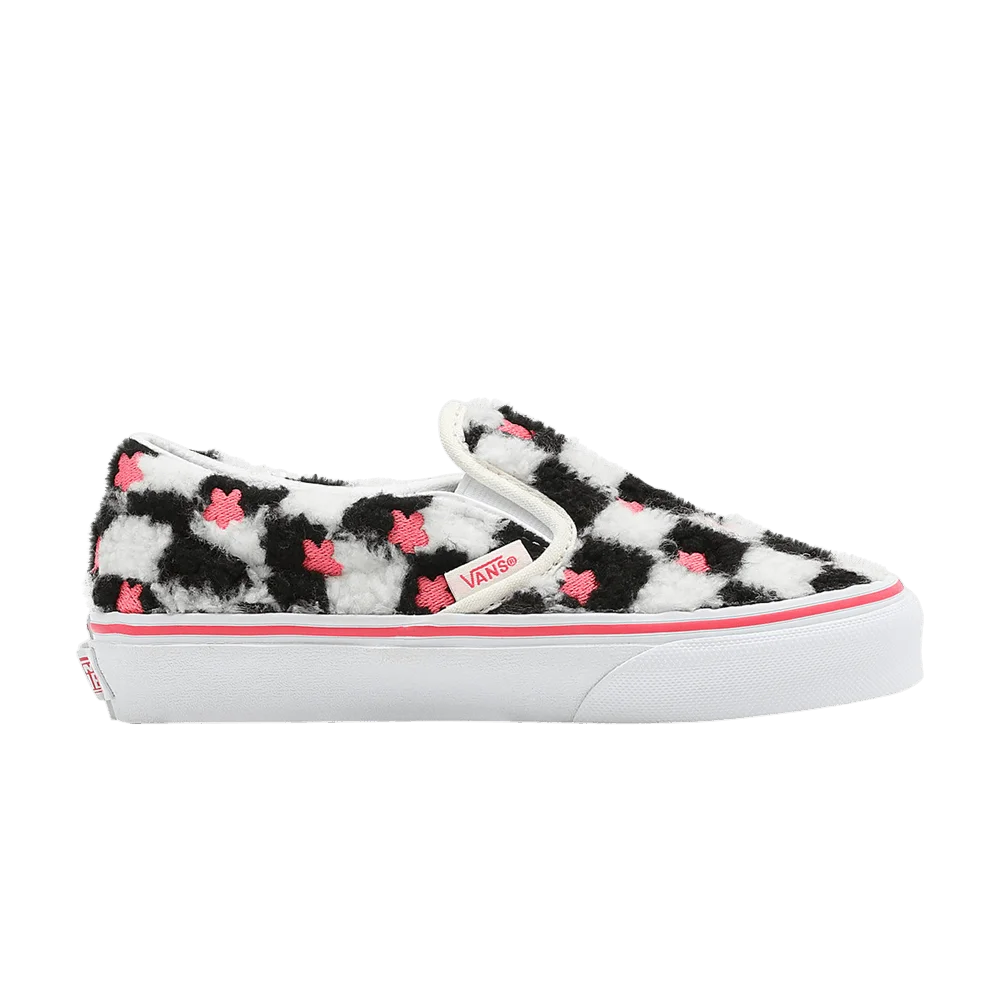 Krossovki-Vans-Classic-Slip-On-Kids-Sherpa-Floral-Checkerboard