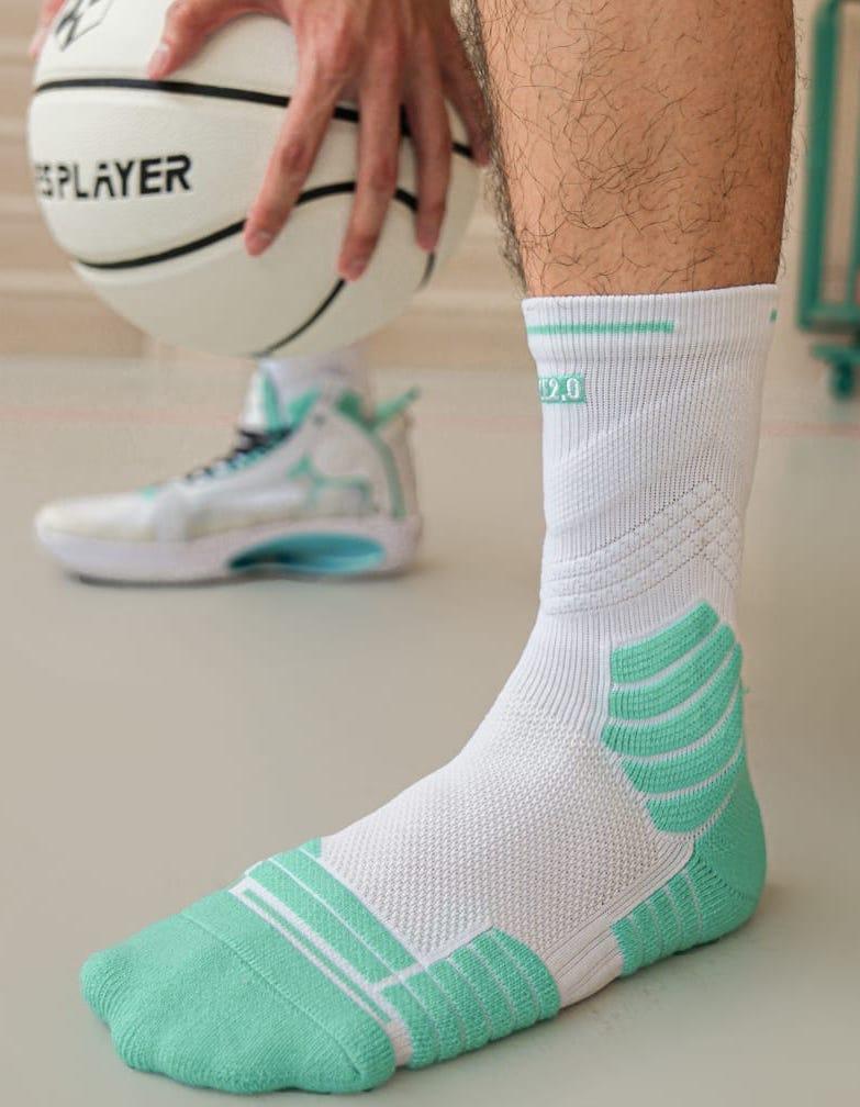 Спортивные носки Ehot Ace White-Green Crew Socks
