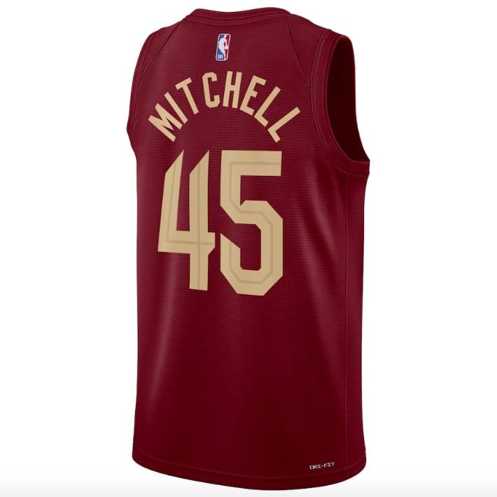 Баскетбольная джерси 2022-23 Cleveland Cavaliers #45 Donovan Mitchell Icon Burgundy Jersey
