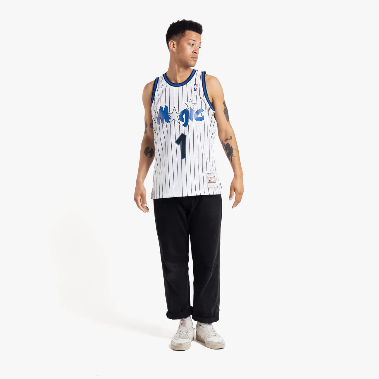 Баскетбольная джерси 1993-94 Orlando Magic Penny Hardaway #1 Swingman Hardwood Classics White Pinstripes Jersey