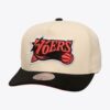Mitchell-Ness-Cream-Philadelphia-76ers-Hardwood-Classics-Overspray-Pro-Crown-Snapback-Hat-100x100