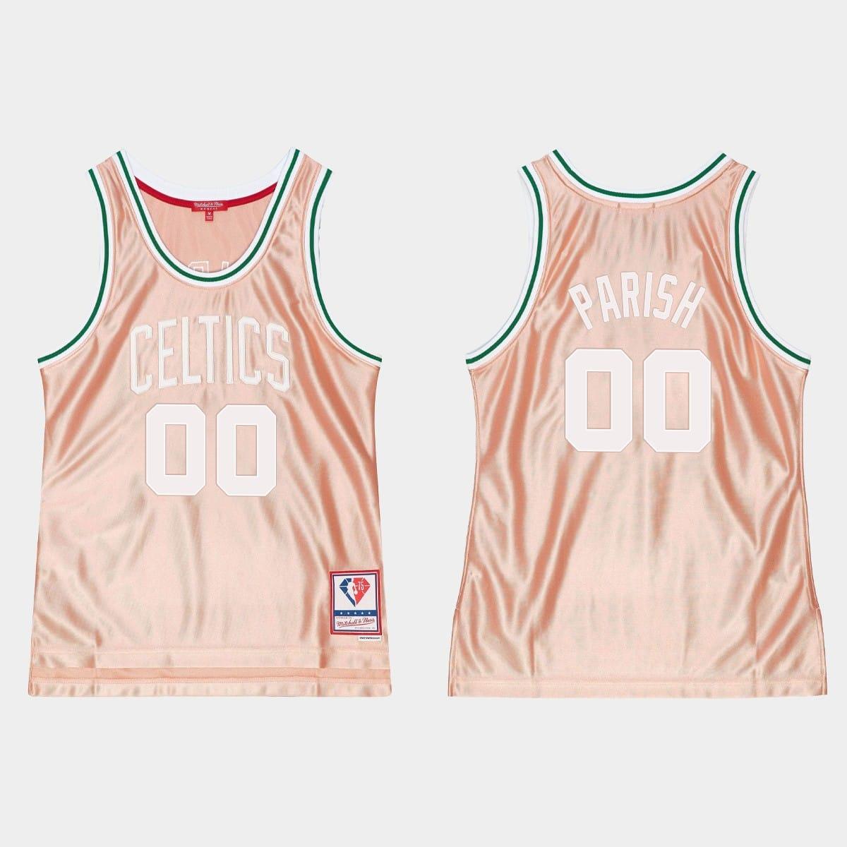 Баскетбольная джерси 1985-86 Boston Celtics #00 Robert Parish 75th Anniversary Rose Gold Jersey