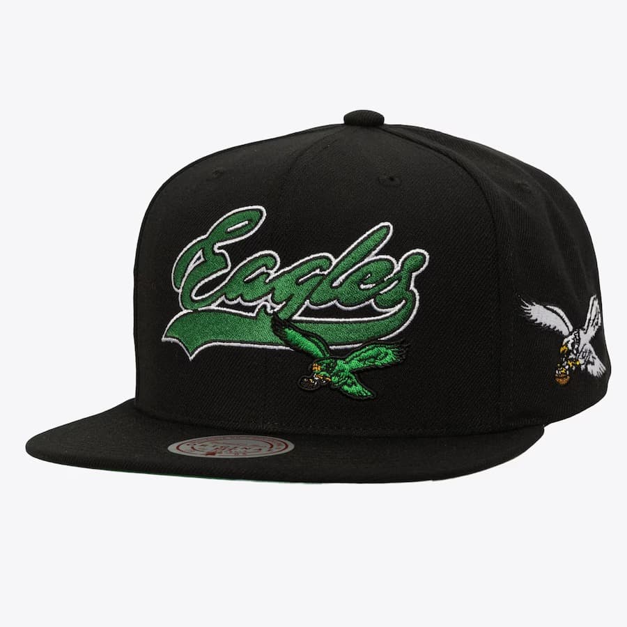 Бейсболка Mitchell & Ness Black Philadelphia Eagles Oversweep Snapback Hat