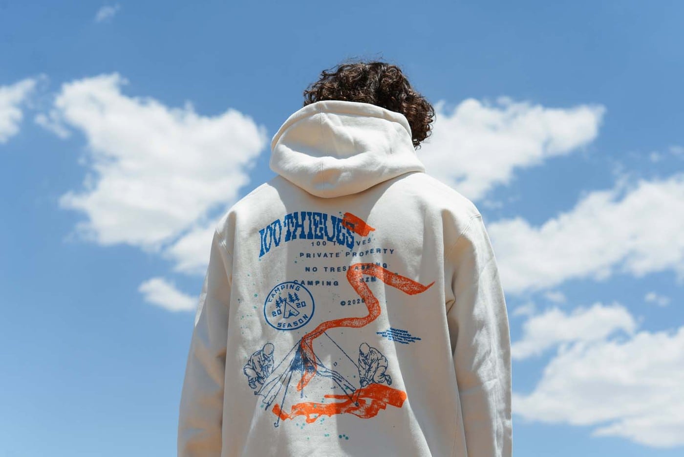 Худи 100 Thieves Camping SZN Hoodie Bone
