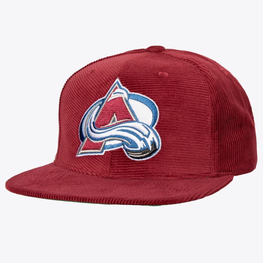Бейсболка Mitchell & Ness Burgundy Colorado Avalanche All Directions Corduroy Snapback Hat