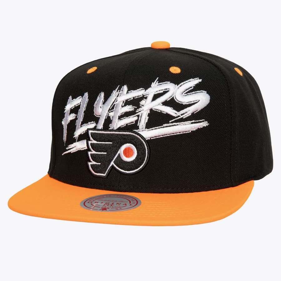 Бейсболка Mitchell & Ness Black Philadelphia Flyers Transcript Snapback Hat