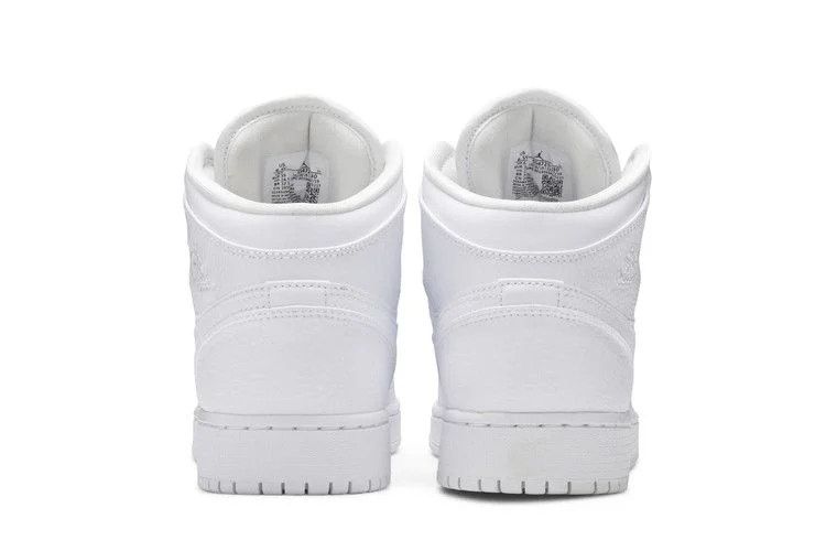 Кроссовки Air Jordan 1 Mid GS 'Triple White Tumbled Leather' 2020