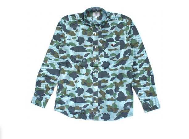 Рубашка BAPE Camo Print Button Up Blue