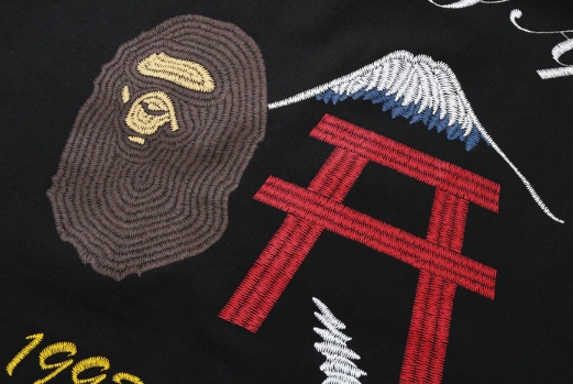 Рубашка BAPE Embroidery Open Collar Shirt Black