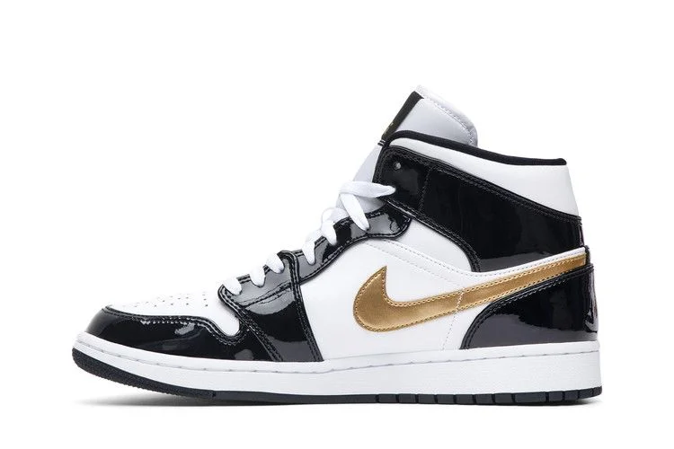 Кроссовки Air Jordan 1 Mid Patent SE 'Black Gold'