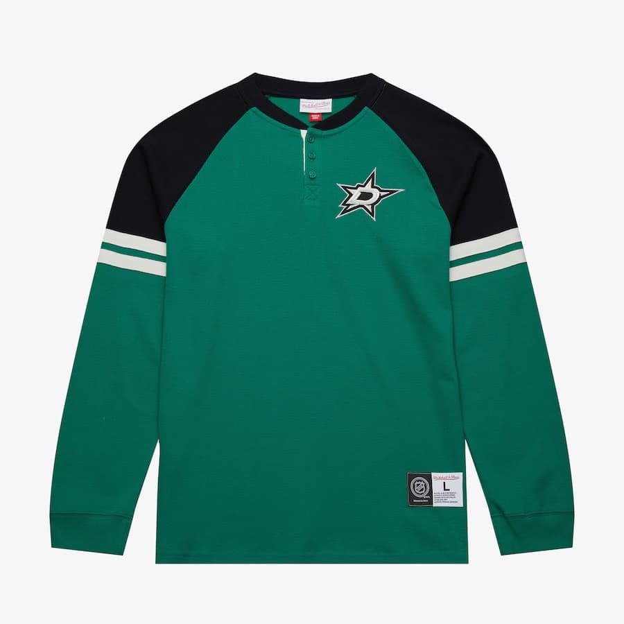 Лонгслив Mitchell & Ness Kelly Green Dallas Stars Thermal Henley Top