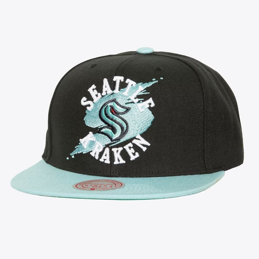 Бейсболка Mitchell & Ness Black Seattle Kraken Circle Splash Snapback Hat