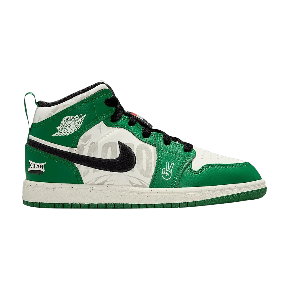 Krossovki-Air-Jordan-1-Mid-SE-PS-Pine-GreenBlackTeam-OrangeSail