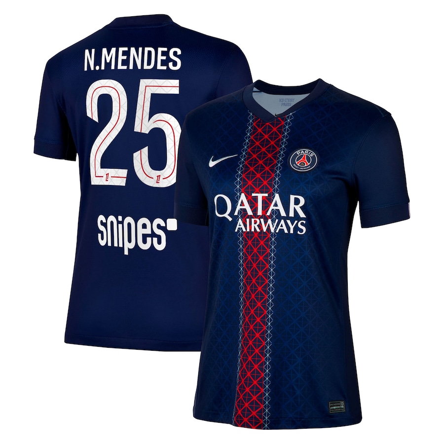 Женское футбольное джерси PSG Nike Home Stadium Shirt 2025-26 - N. Mendes 25