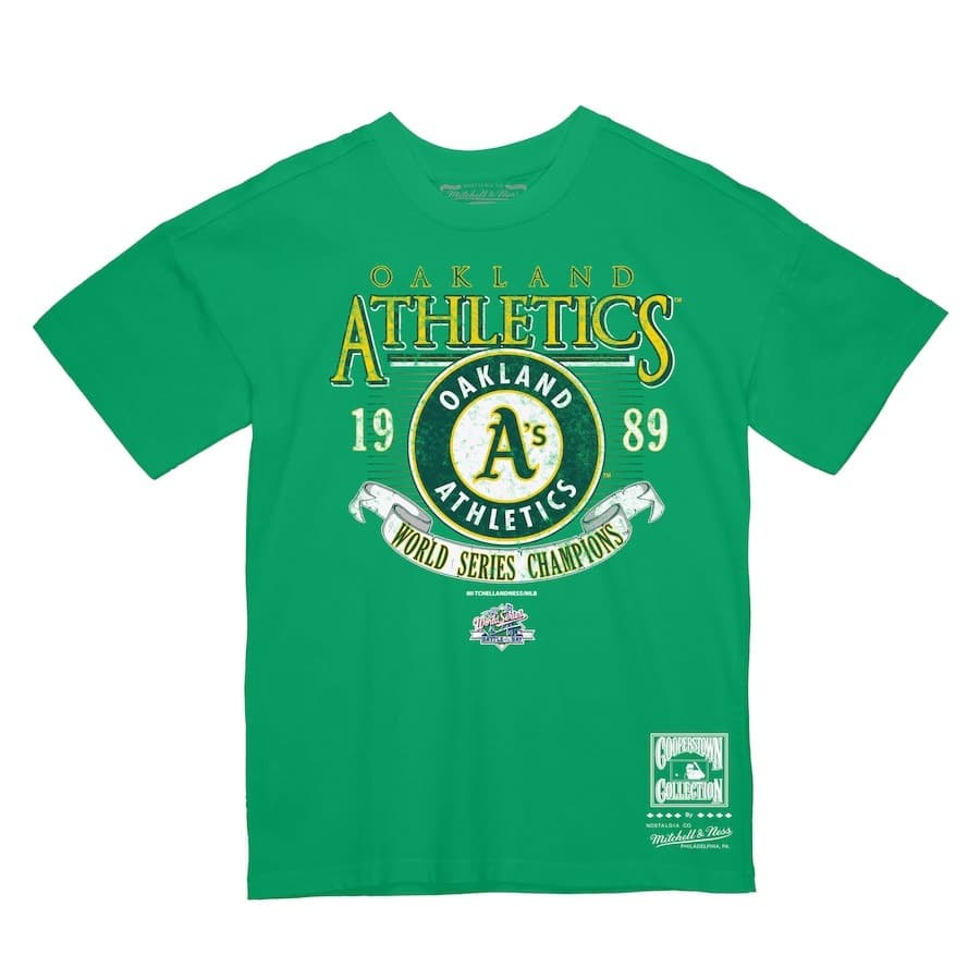 Футболка Mitchell & Ness Kelly Green Athletics 1989 World Series Champions T-Shirt