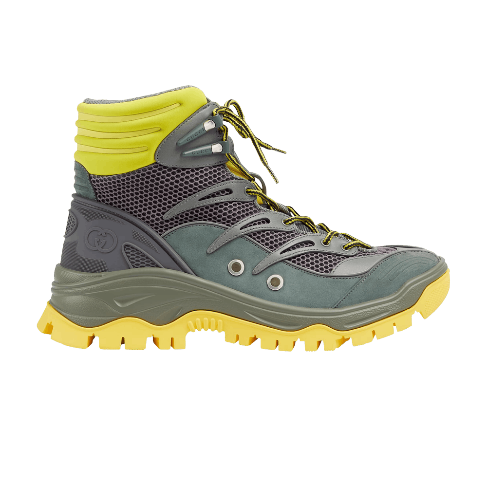 Кроссовки Gucci Lace Up Boot 'Grey Dark Green Yellow'