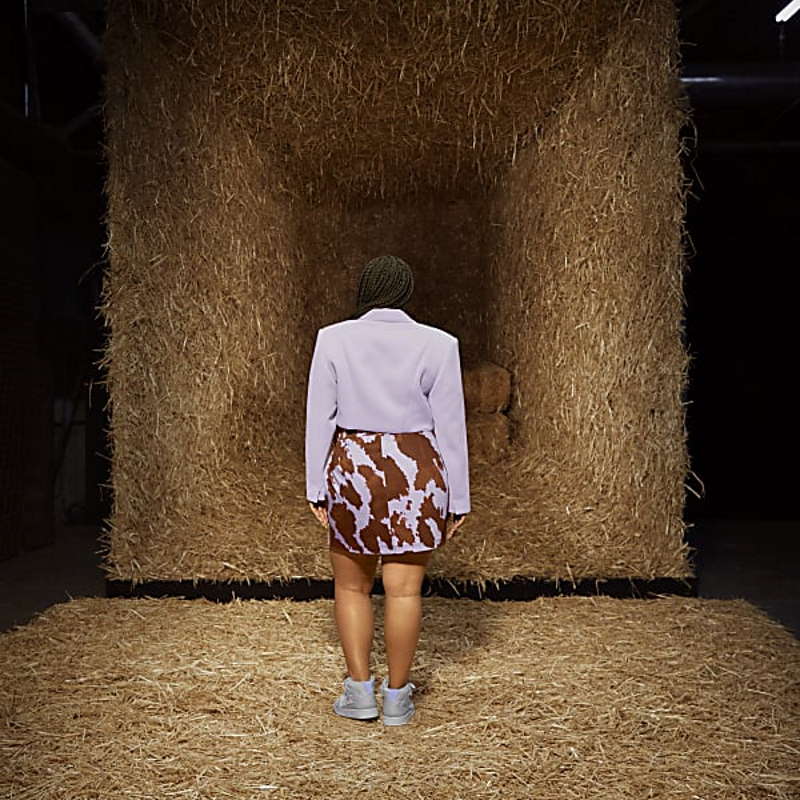 Юбка adidas Ivy Park Denim Cow-Print Skirt (Plus Size) AOP Cow Hide/Purple Glow