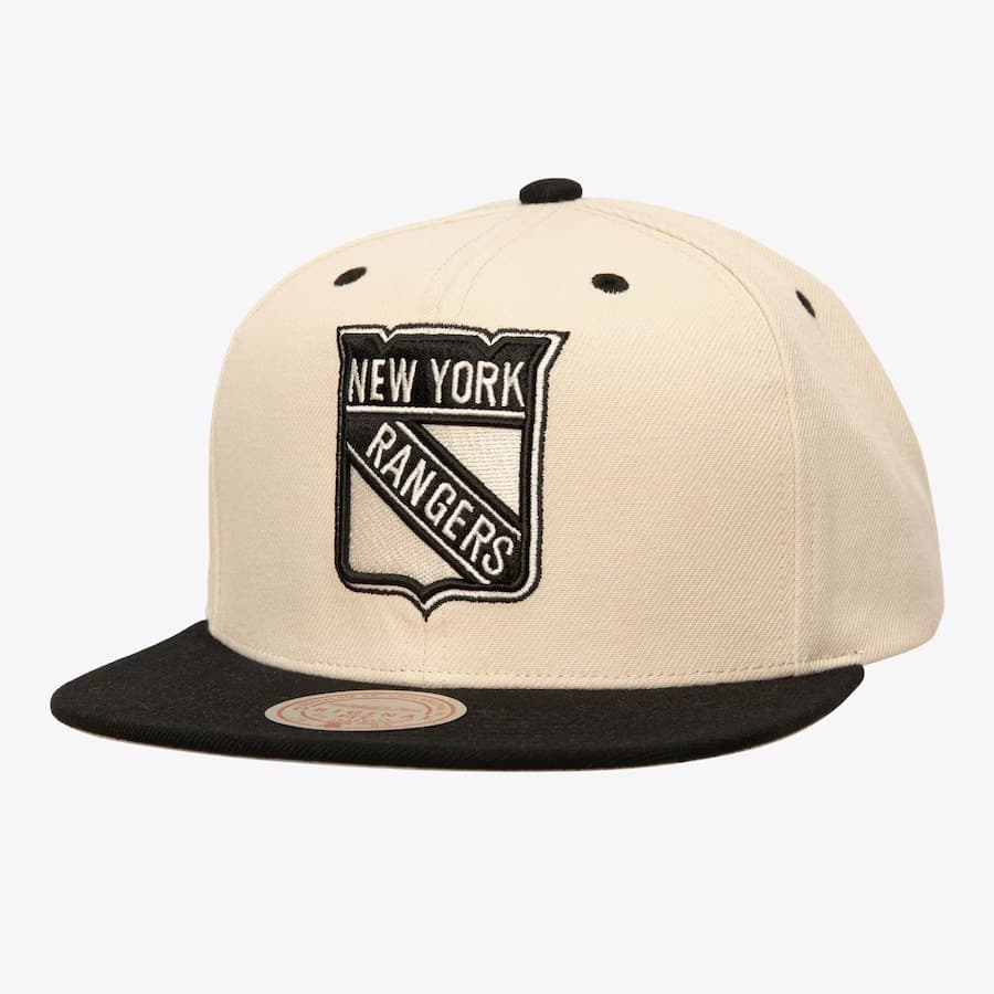 Бейсболка Mitchell & Ness Cream Black New York Rangers Vintage Logo Snapback Hat