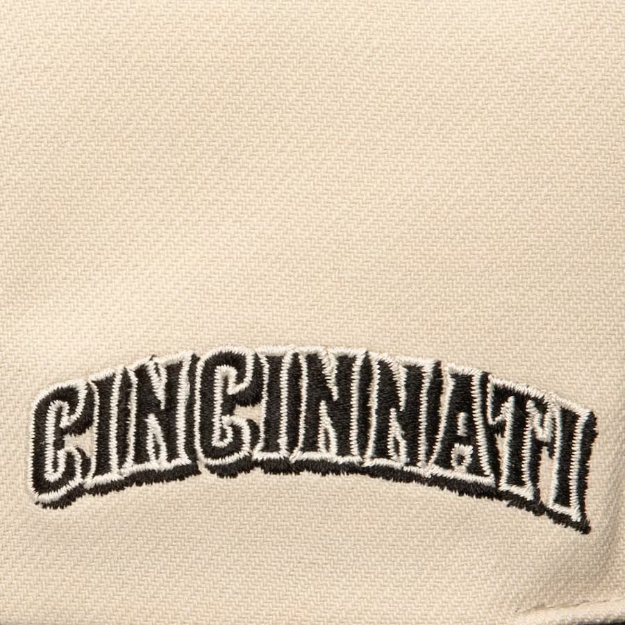 Бейсболка Mitchell & Ness Cream Black Cincinnati Reds Logo Snapback Hat