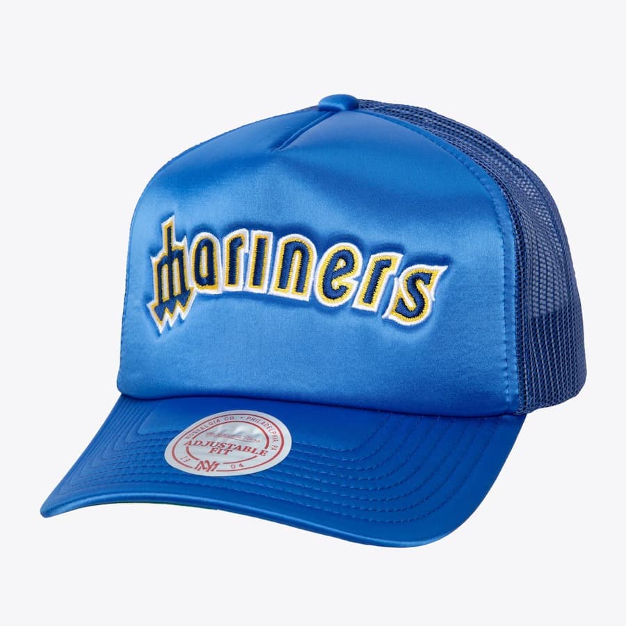 Бейсболка Mitchell & Ness Blue Seattle Mariners Satin Trucker Snapback Hat