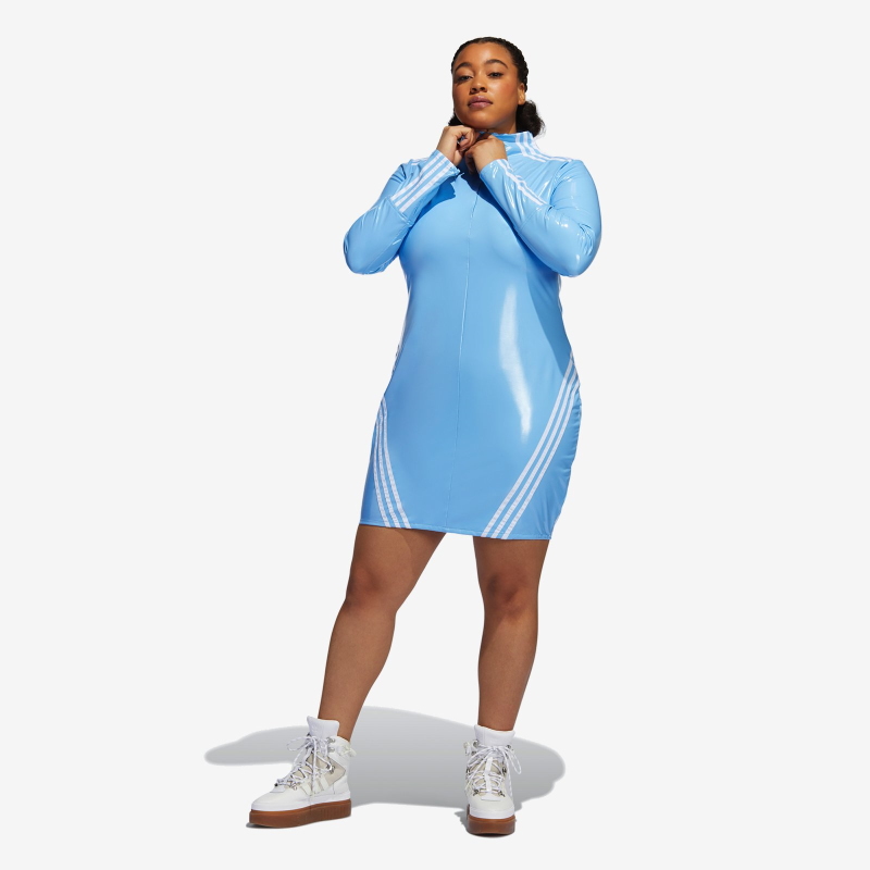 Платье adidas Ivy Park 1/2 Zip Latex Dress (Plus Size) Light Blue/White