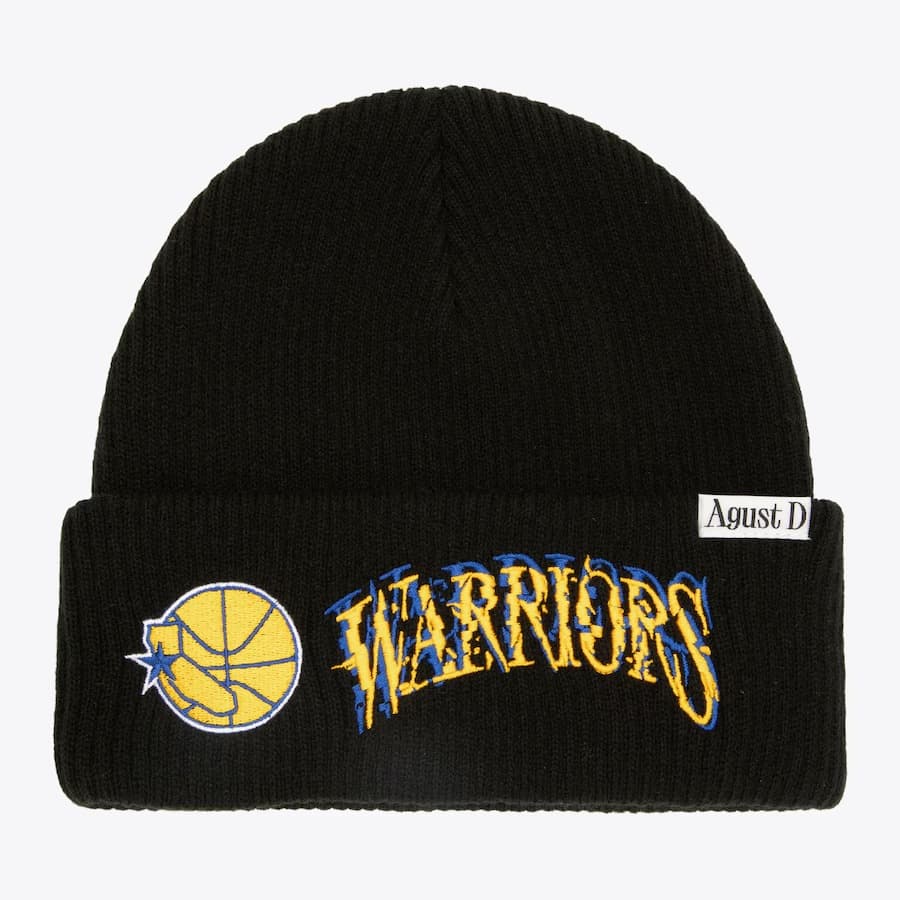 Шапка Mitchell & Ness Black Golden State Warriors SUGA Glitch Cuffed Knit Hat
