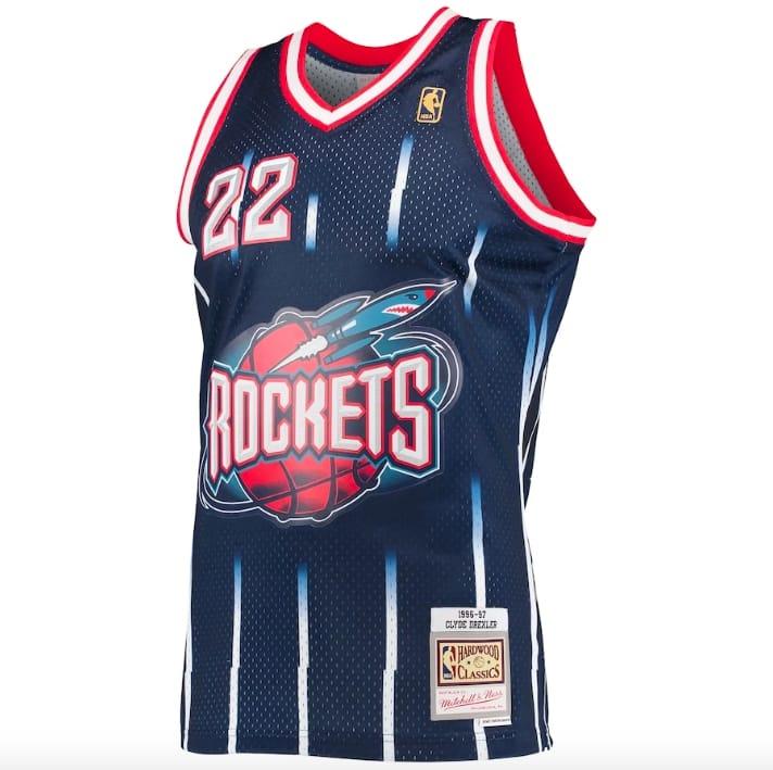 Баскетбольная джерси 1996-97 Houston Rockets #22 Clyde Drexler Mitchell & Ness Navy Jersey