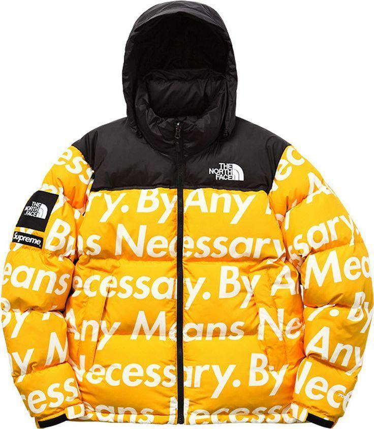Куртка Supreme x The North Face By Any Means Nuptse Jacket Yellow