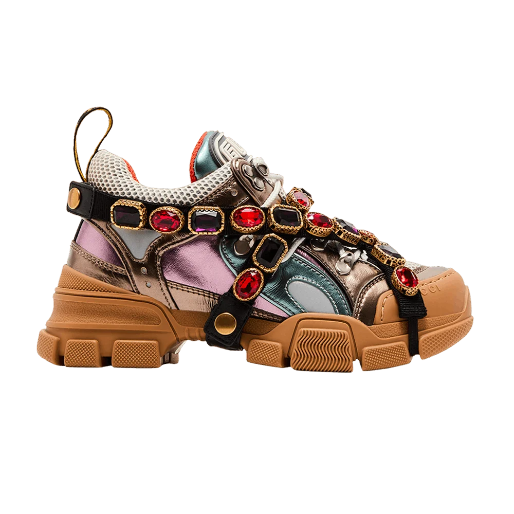 Кроссовки Gucci Wmns Flashtrek Crystals 'Multi-Color Metallic'